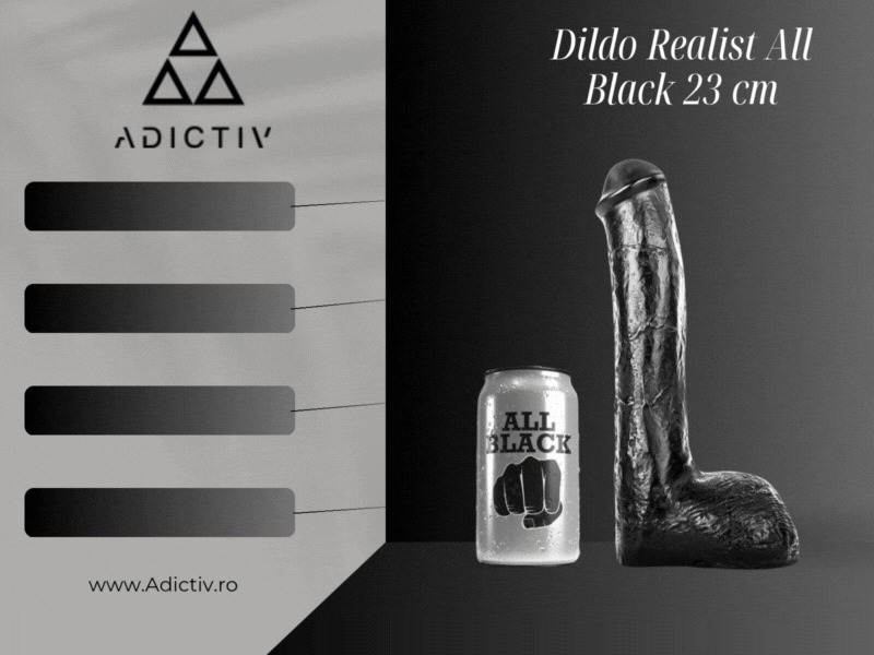 Dildo Realist All Black 23 cm x 5 cm pentru Experiente Anale Intense, din Material PVC Hipoalergenic [1]