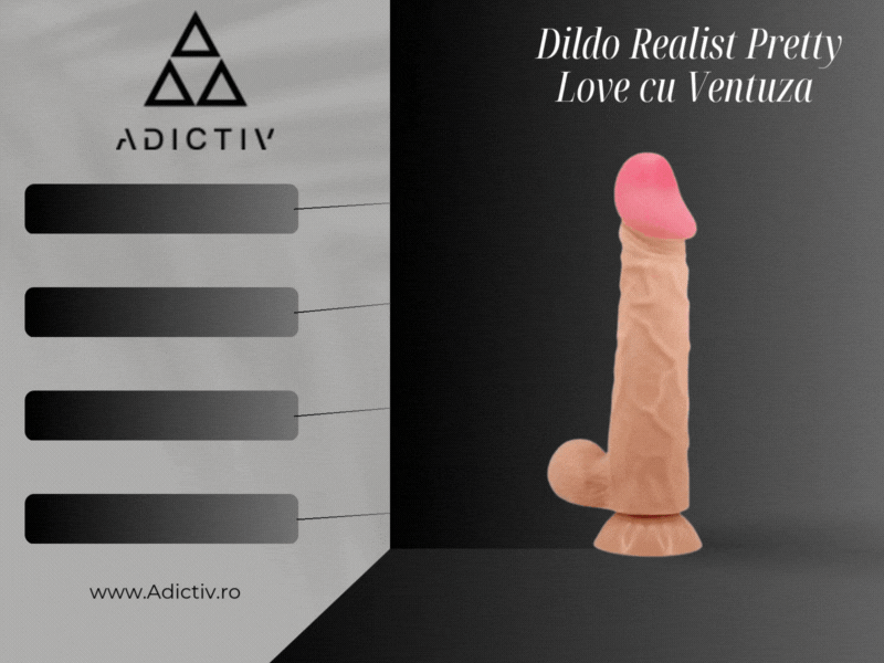 Dildo Realist Pretty Love cu Ventuza – Piele Glisanta si Textura cu Vene, 24 cm [1]