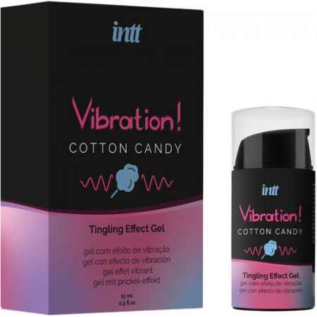 Geluri si creme pentru stimularea clitorisului - Gel Intt Vibration! Cotton Candy cu Efect Vibrator, Aroma Vata de Zahar, 15 ml, Stimulator Unisex