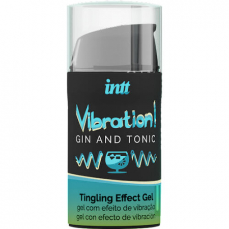 Geluri si creme pentru stimularea clitorisului - Gel stimulativ Vibration Gin&Tonic by INTT, lichid vibrat cu aroma racoritoare de Gin&Tonic, 15 ml