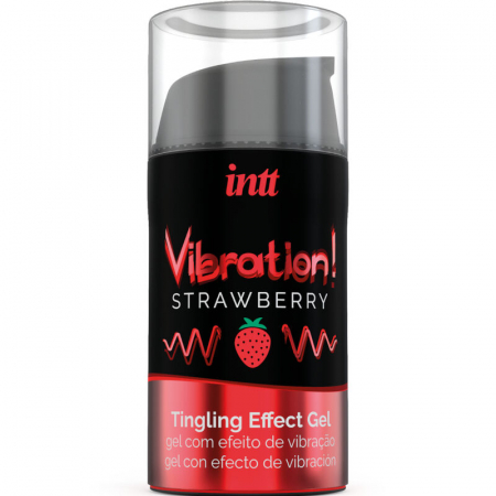 Geluri si creme pentru stimularea clitorisului - Gel stimulativ Vibration by INTT, lichid vibrat cu aroma de capsuni, 15 ml