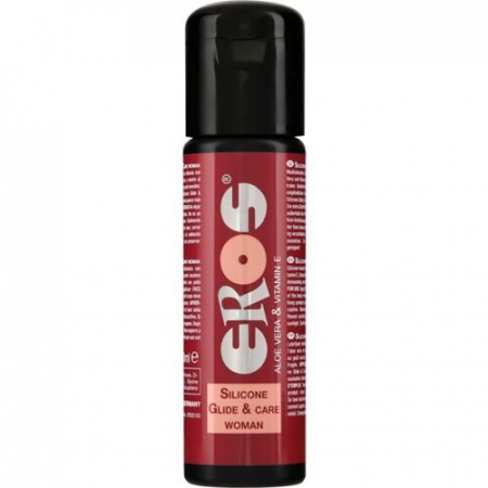 Lubrifianti - Lubrifiant Eros Silicone Glide & Care, pentru femei, pe baza de silicon, pentru piele sensibila, 100 ml