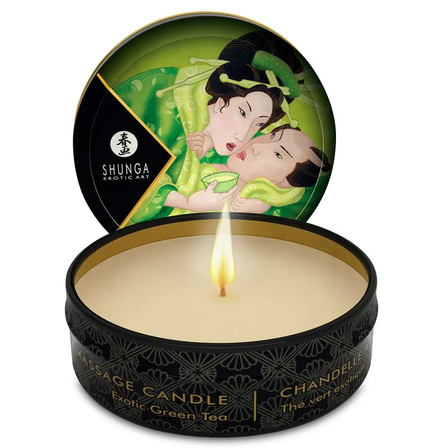 Masaj erotic - Lumanare pentru Masaj Shunga cu Aroma de Ceai Verde, Ulei Cald pentru Masaj Senzual, 30 ml