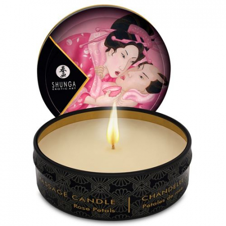 Masaj erotic - Lumanare pentru Masaj Shunga cu Aroma de Trandafiri, Ulei Cald pentru Masaj Senzual, 30 ml