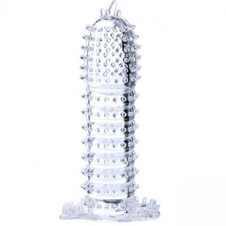 Mansoane penis - Manson pentru Penis, Transparent, Texturat, din Silicon, 14 cm, Baile
