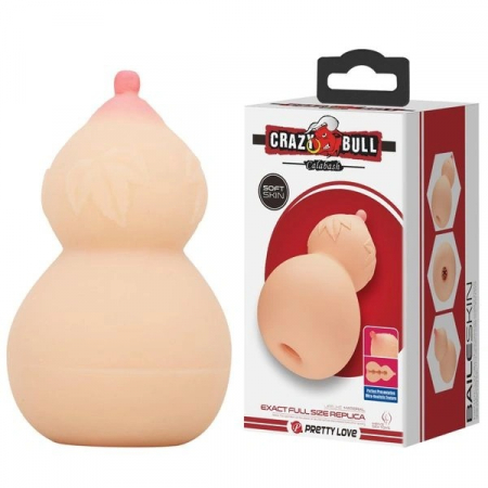 Masturbatoare - Masturbator Crazy Bull Calabash, în Forma de San, 15 cm, din TPR, Culoare Natur