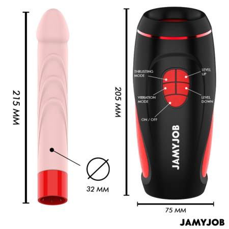 Masturbator Jamyjob Multifunctional cu Dildo Detasabil, Vibratii, Impingere și Supriza cu Functie de Suictiune [4]