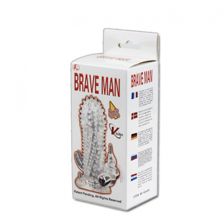 Prelungitor Penis Baile Brave Man cu Vibratii, Extra 4 cm Lungime, Stimulare Clitoridiana si Material Sigur, 18 cm [4]