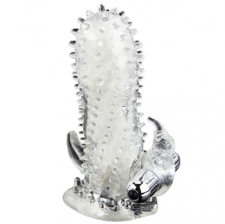 Prelungitor Penis Baile Brave Man cu Vibratii, Extra 4 cm Lungime, Stimulare Clitoridiana si Material Sigur, 18 cm [5]