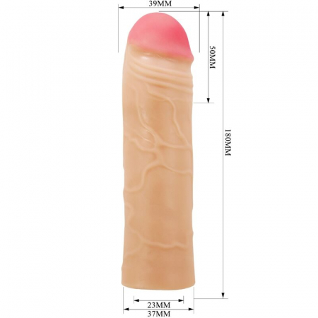 Prelungitor Penis Pretty Love Chane, Natural, 18 cm, cu 5 cm Extensie, Material TPR [4]