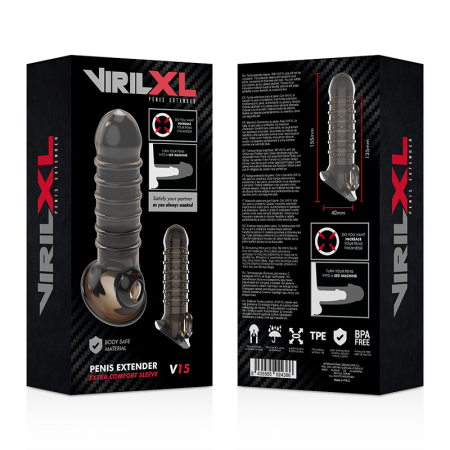 Prelungitor pentru Penis VirilXL Extension, Creste Grosimea si Lungimea cu 30%, Negru, Material Moale TPE, 13,5 cm [6]