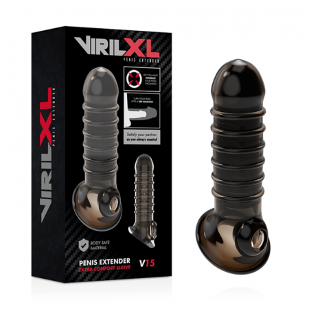 Prelungitor pentru Penis VirilXL Extension, Creste Grosimea si Lungimea cu 30%, Negru, Material Moale TPE, 13,5 cm [3]