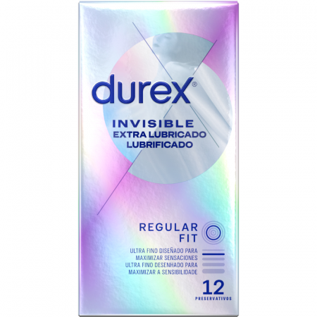 Prezervative Durex Invisible Extra Lubricado Regular Fit, 52 mm, Ultra Subtiri si Extra Sensibile, 12 Bucati [2]