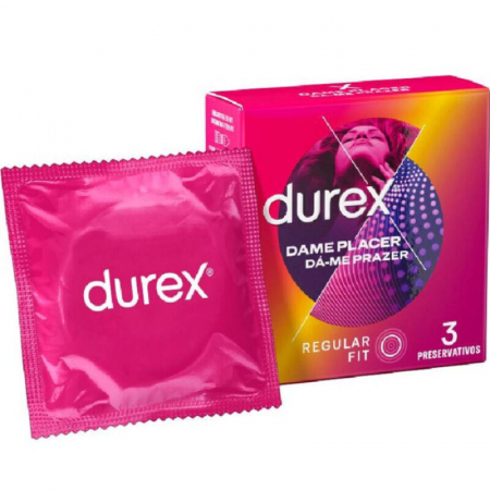 Prezervative - Prezervative Durex Pleasure Me Regular Fit 56 mm 3 Buc - Placere Intensa cu Striatii si Puncte Stimulatoare