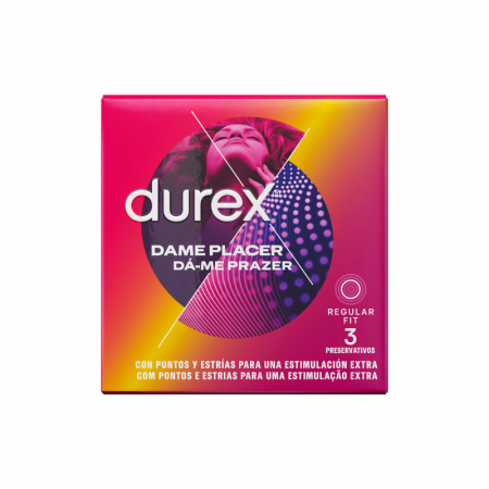 Prezervative Durex Pleasure Me Regular Fit 56 mm 3 Buc - Placere Intensa cu Striatii si Puncte Stimulatoare [2]