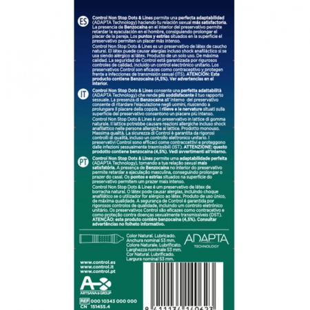 Prezervative Control Non Stop Dots & Lines cu Striatii, 53 mm, 12 Bucati – Latex Natural cu Efect de Intarziere si Stimulare Intensa [2]