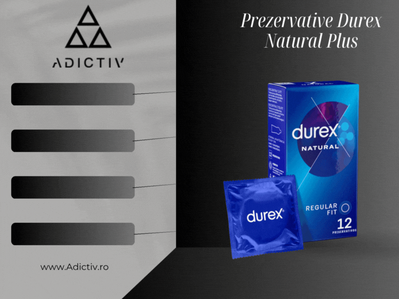 Prezervative Durex Natural Plus, Regular Fit, din Latex Natural, 54 mm, 12 bucati [1]