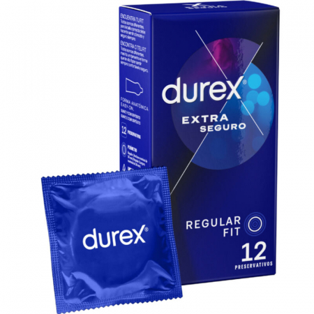 Prezervative - Prezervative Durex Extra Seguro, Regular Fit, din latex natural, 56 mm, 12 bucati