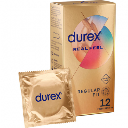 Prezervative - Prezervative Durex Real Feel Regular Fit 56 mm, Fara Latex, Senzatie Naturala, Cutie 12 Buc