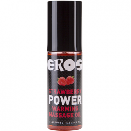 Masaj erotic - Ulei de Masaj Eros Strawberry Power Warming 100 ml, Efect de Incalzire si Aroma Delicioasa de Capsuni