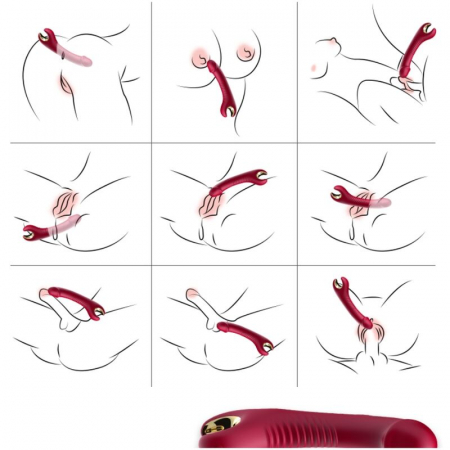 Vibrator Armony ergonomic, din silicon medical, 9 moduri de vibratie, rosu, rezistent la apa [3]