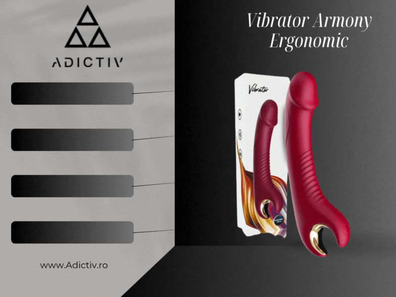 Vibrator Armony ergonomic, din silicon medical, 9 moduri de vibratie, rosu, rezistent la apa [1]