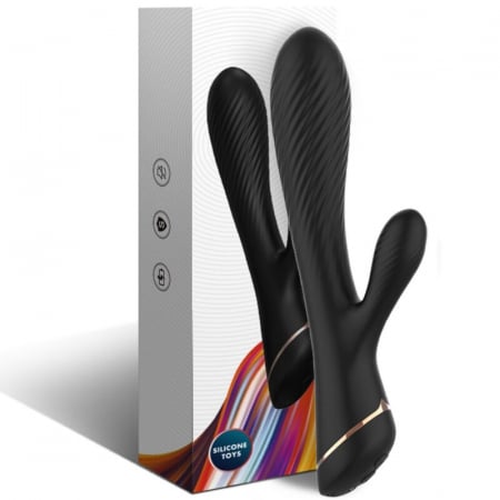 Vibratoare iepuras (rabbit) - Vibrator Armony Iepuras, din silicon medical, 9 moduri de vibratie, negru, rezistent la apa