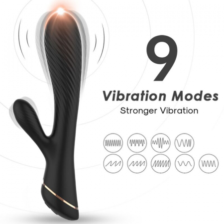 Vibrator Armony Iepuras, din silicon medical, 9 moduri de vibratie, negru, rezistent la apa [4]
