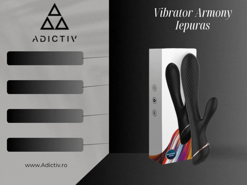Vibrator Armony Iepuras, din silicon medical, 9 moduri de vibratie, negru, rezistent la apa [1]