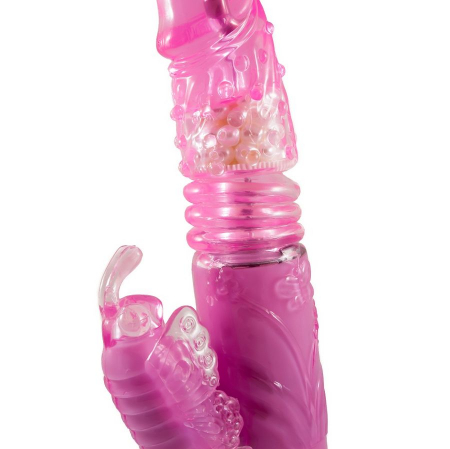 Vibrator Baile, tip Iepuras, 18.5 cm, roz, din gelatina, rotator cu margele interne și stimulare clitoridiana [4]