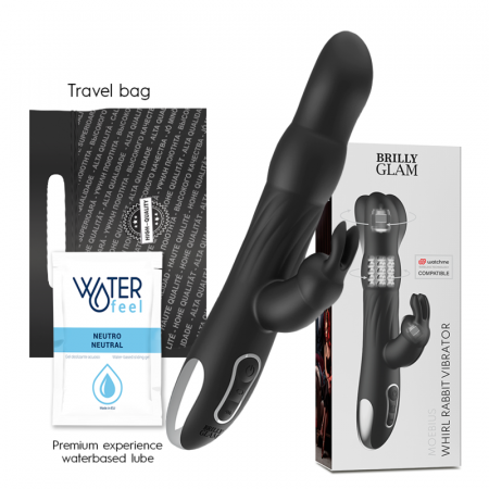Geluri si creme pentru stimularea clitorisului - Vibrator Brilly Glam Moebius Rabbit & Rotator – Stimulator Punct G si Clitoris, 10 Vibratii, 4 Rotiri, USB, Compatibil Watchme