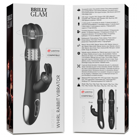 Vibrator Brilly Glam Moebius Rabbit & Rotator – Stimulator Punct G si Clitoris, 10 Vibratii, 4 Rotiri, USB, Compatibil Watchme [7]