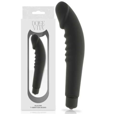 Vibratoare clasice - Vibrator Clasic Dolce Vita 7 Moduri de Vibratie, Negru, Silicon Moale, 158 x 31 mm, Impermeabil
