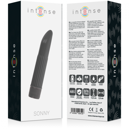 Vibrator Intense Clasic Sonny, din ABS, 13.5 cm, Design Curbat, Negru, Vibratii Puternice, Silentios [4]