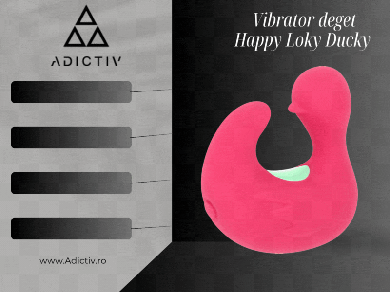 Vibrator deget Happy Loky Ducky cu 8 moduri vibratii, silicon medical, reincarcabil [1]