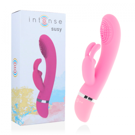 Vibratoare iepuras (rabbit) - Vibrator Iepuras Intense Susy cu Functie „Deget”, 7 Mode si Stimulare Clitoridiana, Silicona Soft, Waterproof