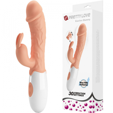 Vibratoare iepuras (rabbit) - Vibrator Iepuras Pretty Love cu Dubla Stimulare – 30 Functii, TPR, Culoare Piersica