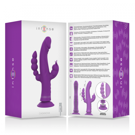 Vibrator Iepuras triplu, Intense Casanova, din silicon, cu ventuza si 30 de moduri de vibratie [6]