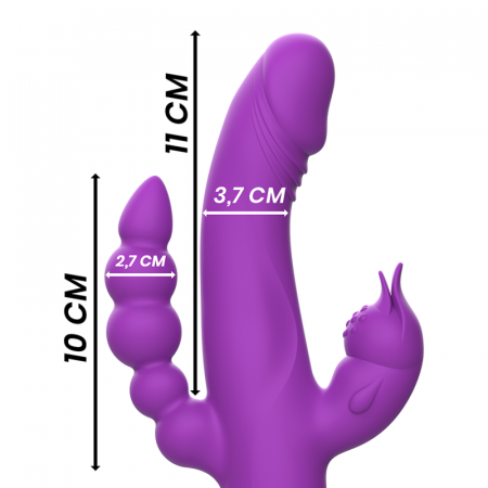 Vibrator Iepuras triplu, Intense Casanova, din silicon, cu ventuza si 30 de moduri de vibratie [3]