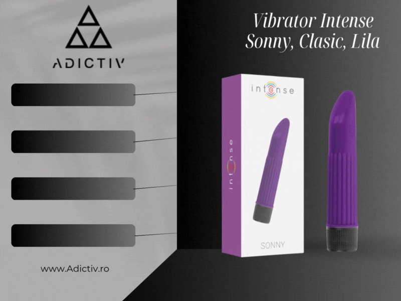 Vibrator Intense Clasic Sonny, din ABS, 13.5 cm, Design Curbat, Lila, Vibratii Puternice, Silentios [1]