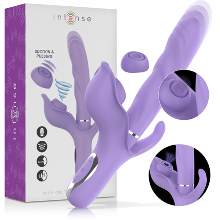 Vibratoare iepuras (rabbit) - Vibrator Multifunctional Premium INTENSE BILLIE cu Miscare Up&Down, Suction, Lins si Stimulare Clitoridiana, 4 Motoare, Waterproof