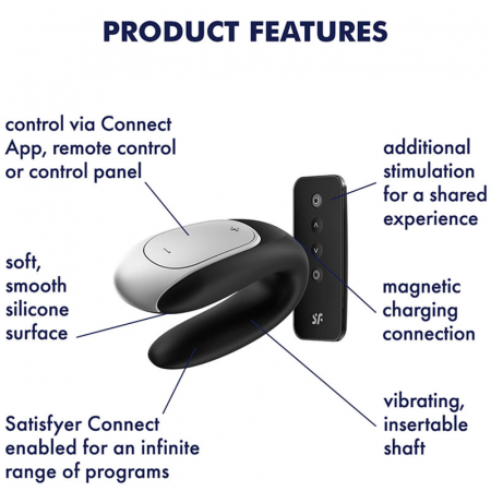 Vibrator pentru Cupluri Satisfyer Double Fun cu Control de la Distanta si Aplicatie [7]
