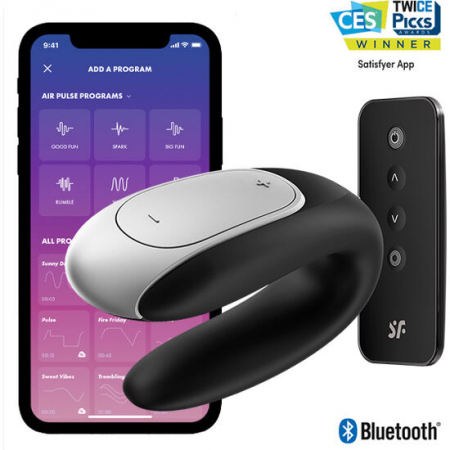 Vibratoare pentru punctul G - Vibrator pentru Cupluri Satisfyer Double Fun cu Control de la Distanta si Aplicatie