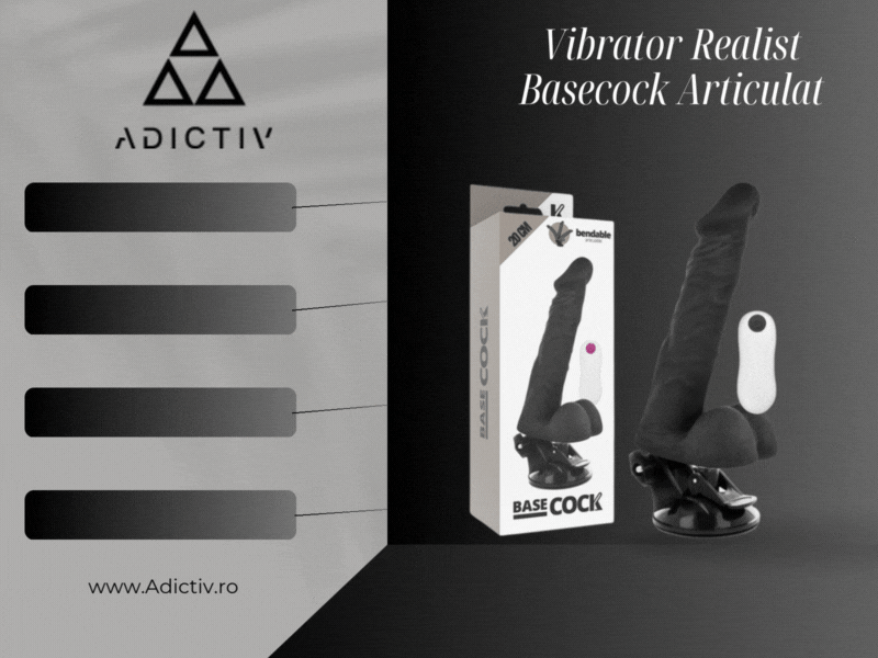 Vibrator Realist Basecock Articulat cu 12 Vibratii si Ventuza pentru Placere Intensa, 20 cm [1]