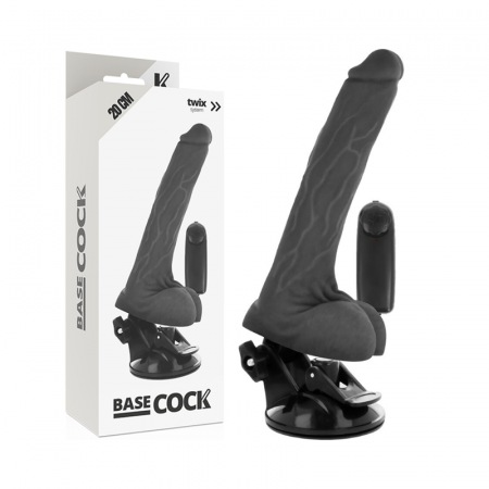 Vibratoare realiste - Vibrator Realist Basecock cu Ventuza, Telecomanda si Functie de Extensor Penian, Negru, 20 cm