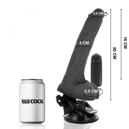 Vibrator Realist Basecock cu Ventuza, Telecomanda si Functie de Extensor Penian, Negru, 20 cm [2]
