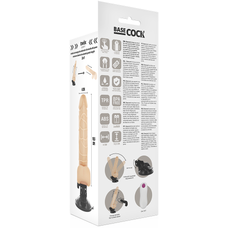 Vibrator Realistic Basecock cu Telecomanda, 12 Moduri Vibratie, 19.5 cm, din TPE, cu Baza cu Ventuza [6]