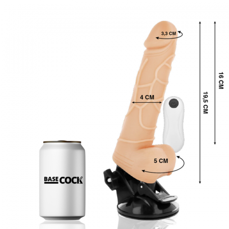 Vibrator Realistic Basecock cu Telecomanda, 12 Moduri Vibratie, 19.5 cm, din TPE, cu Baza cu Ventuza [3]