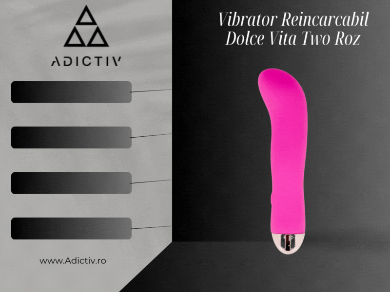 Vibrator Reincarcabil Dolce Vita Two Roz cu 7 Moduri de Vibratie, Silicon Medical [1]