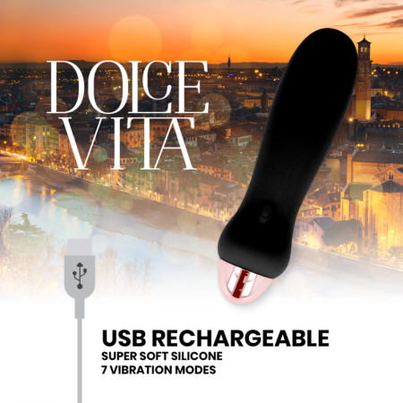 Vibrator Reincarcabil Dolce Vita Five Negru cu 7 Moduri de Vibratie, Silicon Medical [4]